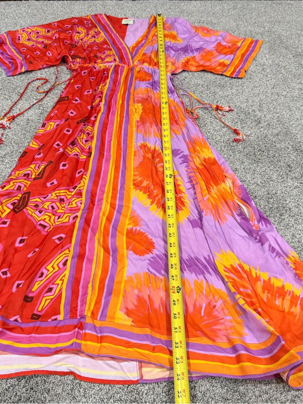 Farm Rio Dual Scarf Print Kaftan Maxi Dress Side Slits Beachy Boho Women’s M - Picture 7 of 14